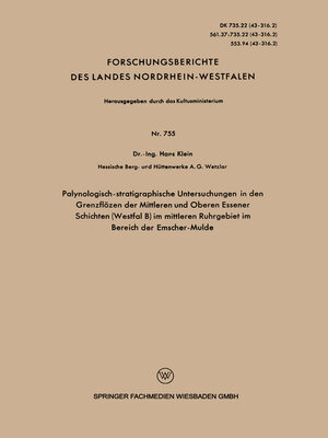 cover image of Palynologisch-stratigraphische Untersuchungen in den Grenzflözen der Mittleren und Oberen Essener Schichten (Westfal B) im mittleren Ruhrgebiet im Bereich der Emscher-Mulde